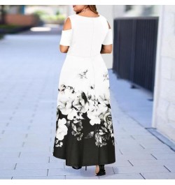 2023 Floral Printed Women's Casual Dress Plus Size Summer Dress Elegant Cold Sleeve Maxi Long dress Female Party Dress $38.26...