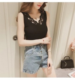 2023 Sexy Basic Lace Camisole Summer Knit Tank Top Women V Neck Camisole Female Camis High Elasticity Top Casual Tank Tops $2...