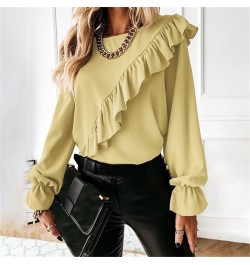 2023 Spring New Women's Shirt Patchwork Flare Sleeve Bottom Top Temperament Solid Color Shirt Ladies Tops Camisas $39.34 - To...