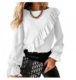 2023 Spring New Women's Shirt Patchwork Flare Sleeve Bottom Top Temperament Solid Color Shirt Ladies Tops Camisas $39.34 - To...