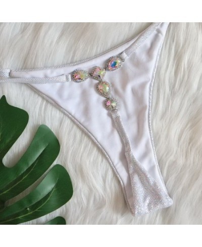 Para Praia Sexy Rhinestones Brazilian Bikini Set Twinkle Swimwear Women Swimsuit Halter Thong T-Back Bikini Micro Bathing Sui...