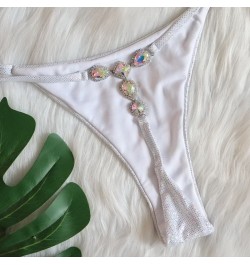 Para Praia Sexy Rhinestones Brazilian Bikini Set Twinkle Swimwear Women Swimsuit Halter Thong T-Back Bikini Micro Bathing Sui...