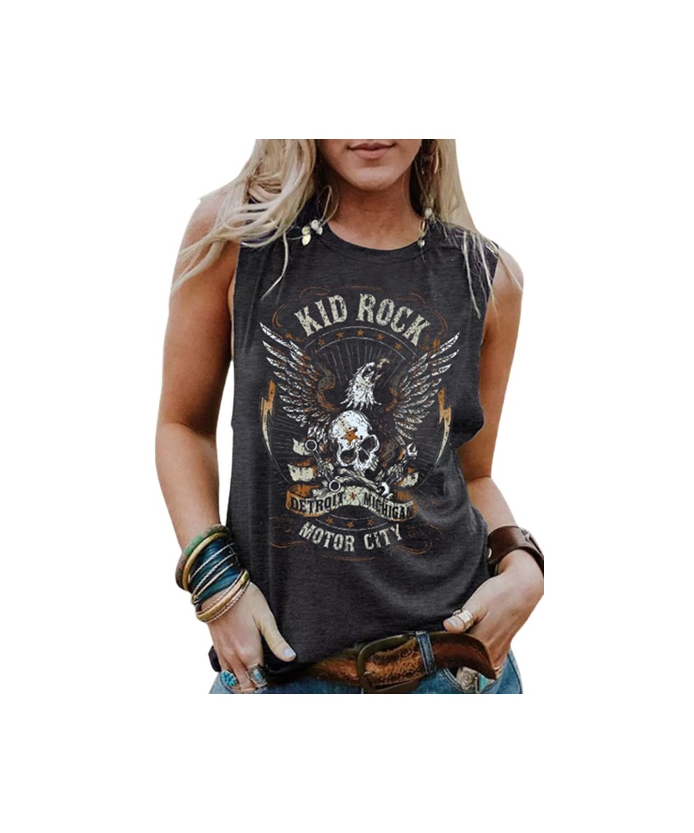 Funny Rock Skeleton Eagle Tank Top for Women Vintage Retro Rock Roll Music Shirts Sleeveless Concert Buddy Tank Tops Graphic ...