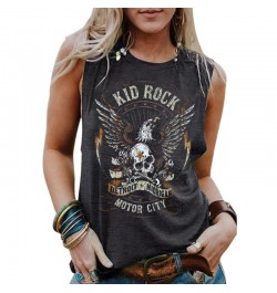 Funny Rock Skeleton Eagle Tank Top for Women Vintage Retro Rock Roll Music Shirts Sleeveless Concert Buddy Tank Tops Graphic ...