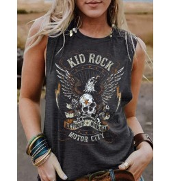 Funny Rock Skeleton Eagle Tank Top for Women Vintage Retro Rock Roll Music Shirts Sleeveless Concert Buddy Tank Tops Graphic ...