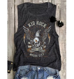 Funny Rock Skeleton Eagle Tank Top for Women Vintage Retro Rock Roll Music Shirts Sleeveless Concert Buddy Tank Tops Graphic ...