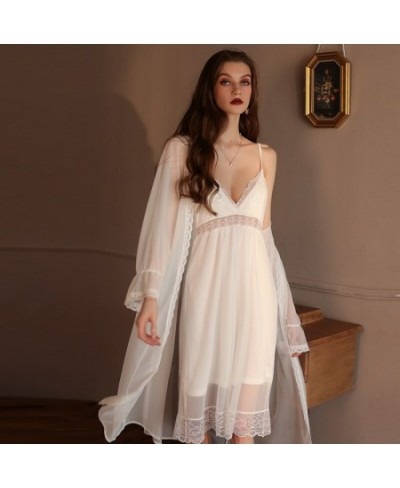 New Spring and Summer Pijamas Women Mesh Lace Patchwork Solid Color Suspenders Nightdress Female Pajama Sets for Women $30.09...