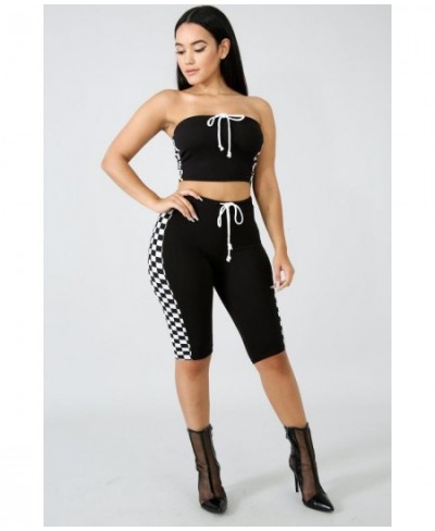 Summer Black Sexy off shoulder Two Piece Set Crop Top Shorts Pants Sets Sleeveless Backless Bandage Women Casual 2 Piece $49....