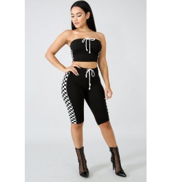 Summer Black Sexy off shoulder Two Piece Set Crop Top Shorts Pants Sets Sleeveless Backless Bandage Women Casual 2 Piece $49....