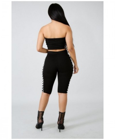 Summer Black Sexy off shoulder Two Piece Set Crop Top Shorts Pants Sets Sleeveless Backless Bandage Women Casual 2 Piece $49....