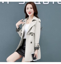 Suit Collar Jackets Slim Women's Trench Coats Plaid 2022 New Spring Autumn Windbreaker Double Breasted Splicing Outwear Femal...