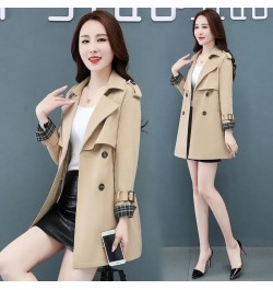 Suit Collar Jackets Slim Women's Trench Coats Plaid 2022 New Spring Autumn Windbreaker Double Breasted Splicing Outwear Femal...