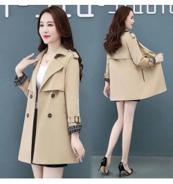 Suit Collar Jackets Slim Women's Trench Coats Plaid 2022 New Spring Autumn Windbreaker Double Breasted Splicing Outwear Femal...