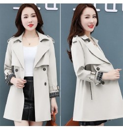 Suit Collar Jackets Slim Women's Trench Coats Plaid 2022 New Spring Autumn Windbreaker Double Breasted Splicing Outwear Femal...