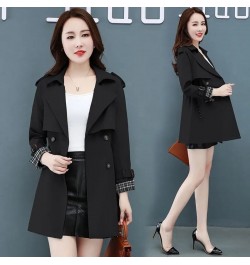 Suit Collar Jackets Slim Women's Trench Coats Plaid 2022 New Spring Autumn Windbreaker Double Breasted Splicing Outwear Femal...