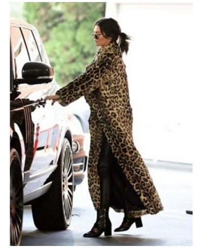 Extra Long Faux Fur Long Coat Women Furry Plus Size Fur Trench Coats Winter Warm 132CM Fur Leopard Jackets Female 2022 New $1...