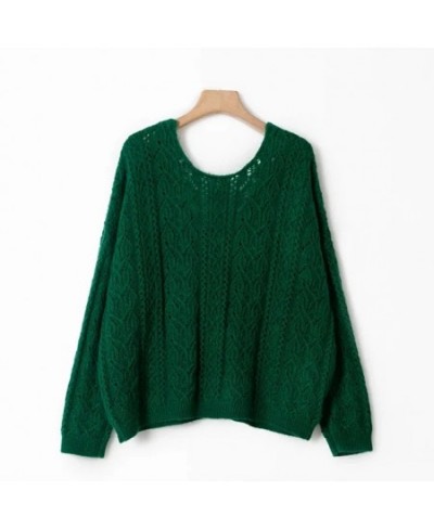 Double-sided Women Hollow out Sweaters Solid Color V-neck Long Sleeve Single Breasted Jumper Mohair Blends Knit Cardigans $10...