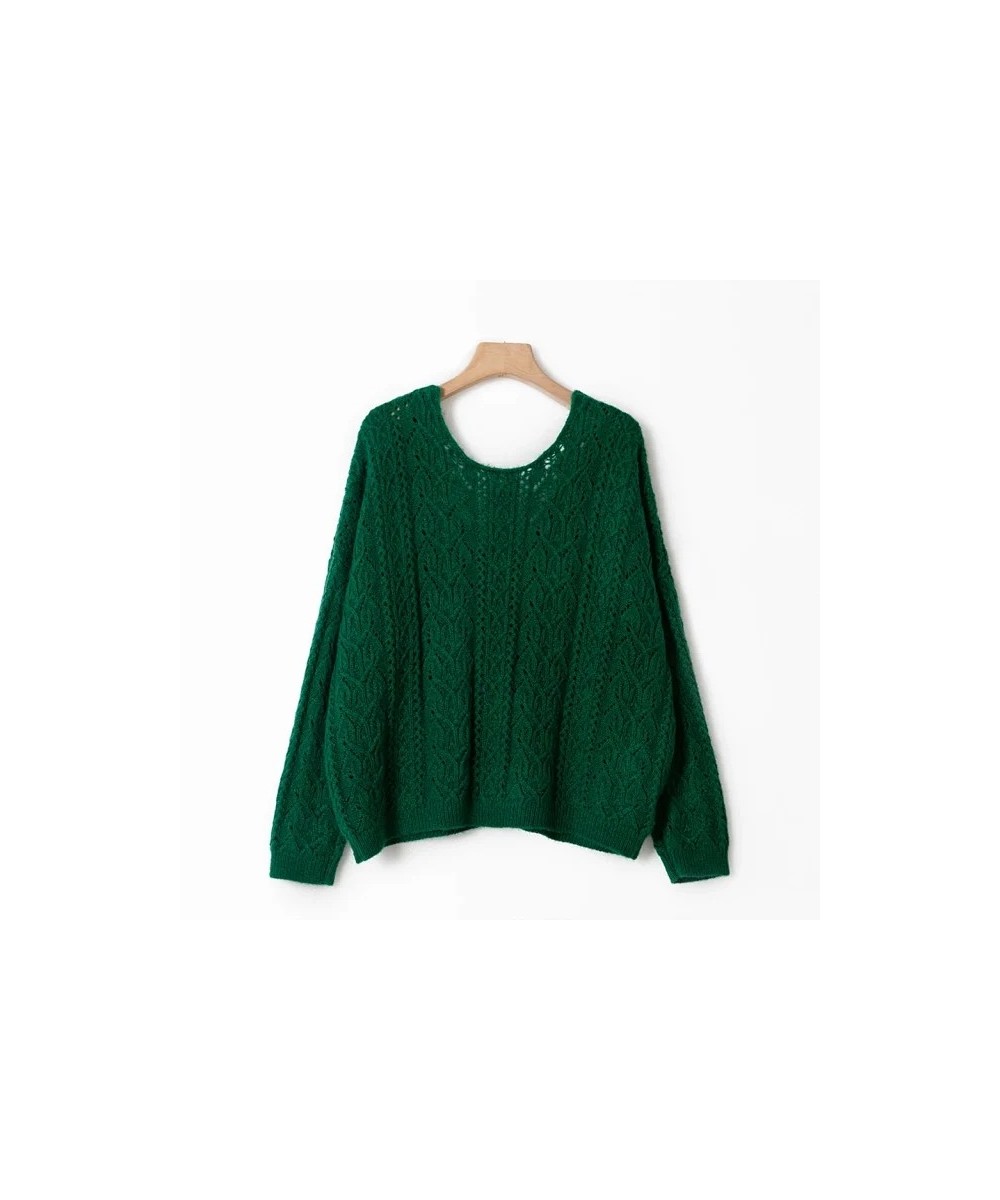 Double-sided Women Hollow out Sweaters Solid Color V-neck Long Sleeve Single Breasted Jumper Mohair Blends Knit Cardigans $10...