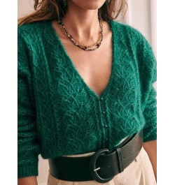 Double-sided Women Hollow out Sweaters Solid Color V-neck Long Sleeve Single Breasted Jumper Mohair Blends Knit Cardigans $10...