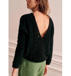 Double-sided Women Hollow out Sweaters Solid Color V-neck Long Sleeve Single Breasted Jumper Mohair Blends Knit Cardigans $10...