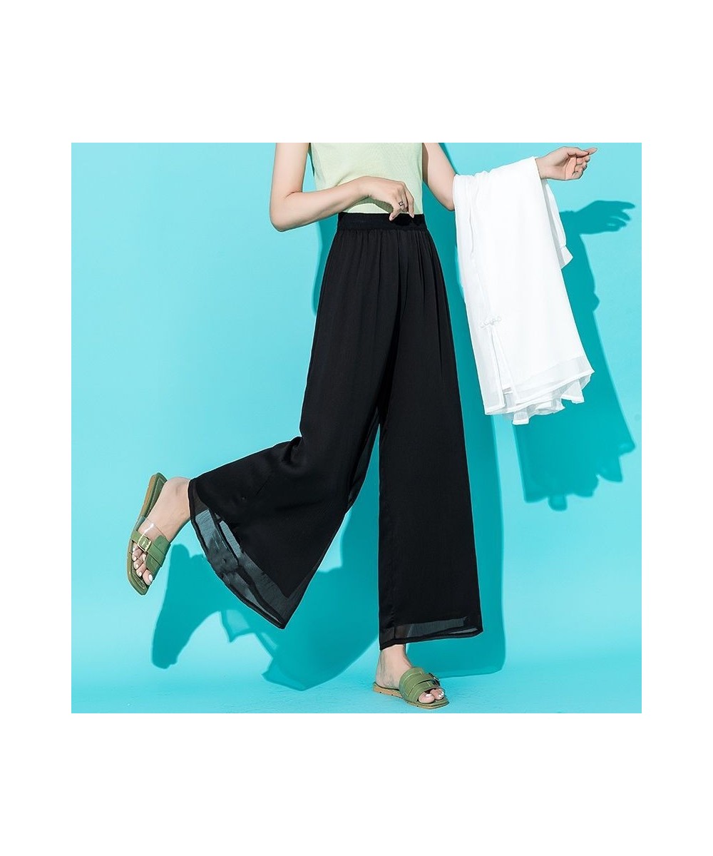 Simplicity Elastic Waist Solid Pleated Comfortable Wide Leg Straight Pants Fashion Spring Summer Thin Casual Women's Clothing...