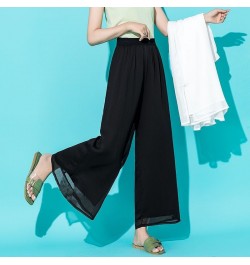 Simplicity Elastic Waist Solid Pleated Comfortable Wide Leg Straight Pants Fashion Spring Summer Thin Casual Women's Clothing...