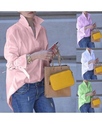 Cotton Flared Sleeve Bow Blouses Casual Streetwear Fashion Woman Shirts New Autumn 2022 Long-sleeve Loose Womens Tops S-5XL $...