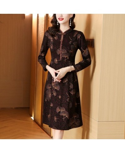 2022 Women Autumn Elegant A-Line Print Dress Office Lady Floral High Quality Robe Femme Vintage Designer Clothing $64.36 - Dr...