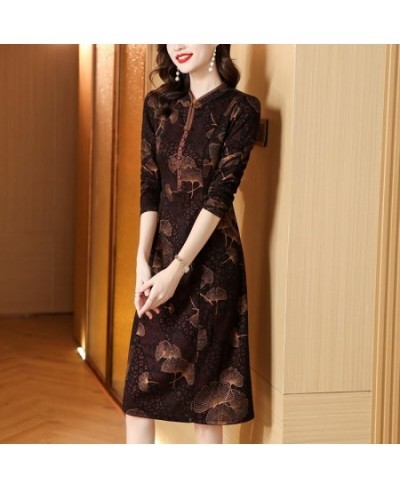 2022 Women Autumn Elegant A-Line Print Dress Office Lady Floral High Quality Robe Femme Vintage Designer Clothing $64.36 - Dr...