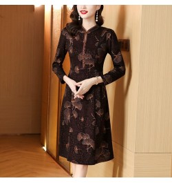 2022 Women Autumn Elegant A-Line Print Dress Office Lady Floral High Quality Robe Femme Vintage Designer Clothing $64.36 - Dr...