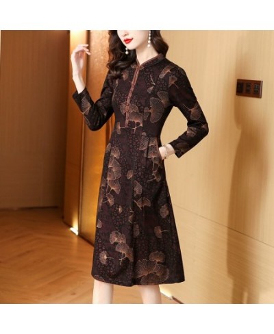 2022 Women Autumn Elegant A-Line Print Dress Office Lady Floral High Quality Robe Femme Vintage Designer Clothing $64.36 - Dr...