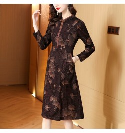 2022 Women Autumn Elegant A-Line Print Dress Office Lady Floral High Quality Robe Femme Vintage Designer Clothing $64.36 - Dr...