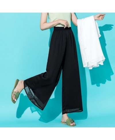 Simplicity Elastic Waist Solid Pleated Comfortable Wide Leg Straight Pants Fashion Spring Summer Thin Casual Women's Clothing...