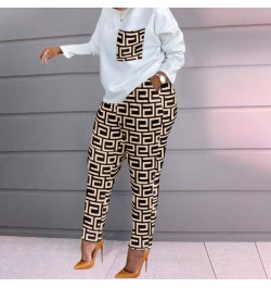 Chic and Elegant Woman Set Spring Fashion Print Long-sleeved Loose T-shirt and Trouser Set Two Piece Set for Women Tracksuit ...