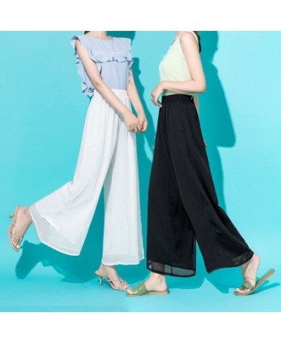 Simplicity Elastic Waist Solid Pleated Comfortable Wide Leg Straight Pants Fashion Spring Summer Thin Casual Women's Clothing...