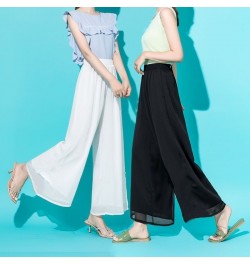 Simplicity Elastic Waist Solid Pleated Comfortable Wide Leg Straight Pants Fashion Spring Summer Thin Casual Women's Clothing...