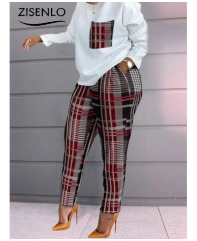 Chic and Elegant Woman Set Spring Fashion Print Long-sleeved Loose T-shirt and Trouser Set Two Piece Set for Women Tracksuit ...