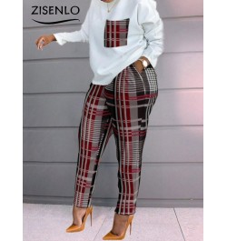 Chic and Elegant Woman Set Spring Fashion Print Long-sleeved Loose T-shirt and Trouser Set Two Piece Set for Women Tracksuit ...