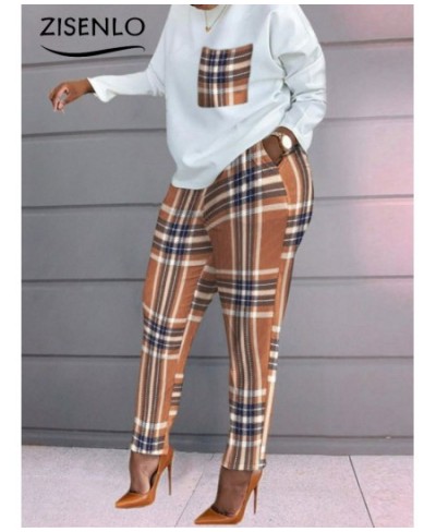 Chic and Elegant Woman Set Spring Fashion Print Long-sleeved Loose T-shirt and Trouser Set Two Piece Set for Women Tracksuit ...