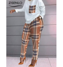 Chic and Elegant Woman Set Spring Fashion Print Long-sleeved Loose T-shirt and Trouser Set Two Piece Set for Women Tracksuit ...