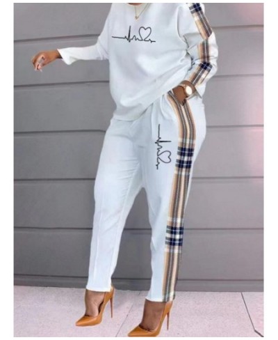 Chic and Elegant Woman Set Spring Fashion Print Long-sleeved Loose T-shirt and Trouser Set Two Piece Set for Women Tracksuit ...