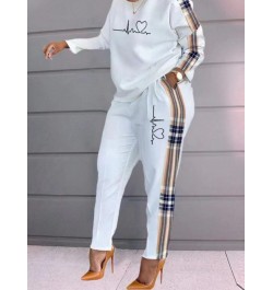 Chic and Elegant Woman Set Spring Fashion Print Long-sleeved Loose T-shirt and Trouser Set Two Piece Set for Women Tracksuit ...