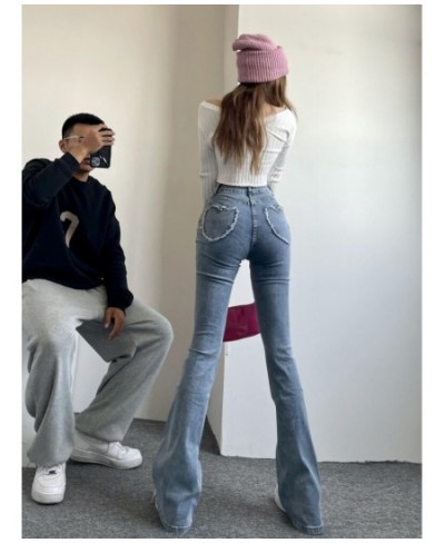 2022 Trend New Stretch Skinny Tassel Denim Flared Pants Solid Color High Street Heart Pockets Women's Clothing O0DN $56.01 - ...