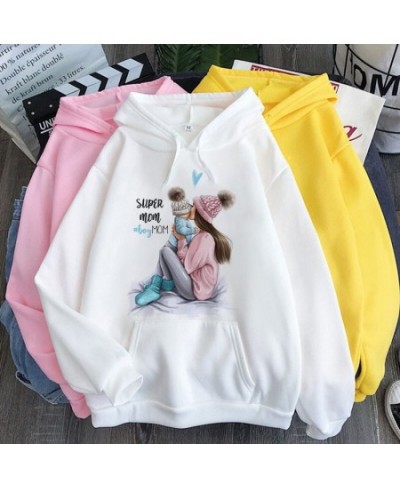 Mother & Baby Print Hoodie Tee Harajuku Aesthetic Sudaderas Hoodies Women Autumn Winter Fashion Pullover Streetwear Sweatshir...