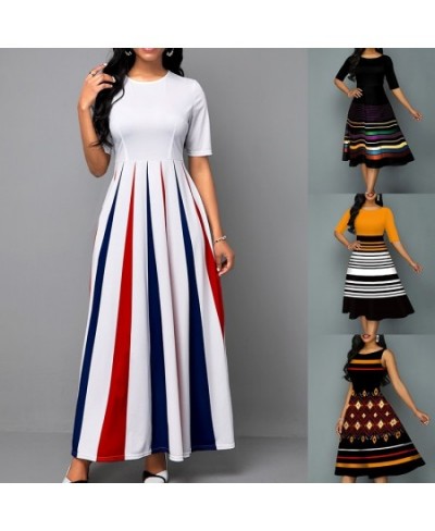 New Summer Fashion Women Loose Boho Elegant Dress Large Big S-5XL O-Neck Half Sleeve Print Party Long Vestidos $40.62 - Dresses