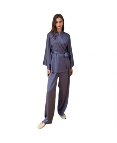 Women's Pajamas Set Solid Sleepwear Silk Like Casual Homewear V Neck Nightwear Simplicity Nightgown Femme пижама женская $49....