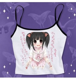 Pink crop top gothic tank tops y2k tops y2k fashion Cute shirt Lolita tops y2k Gothic Tank Tops Harajuku shirt Kawaii shirt $...