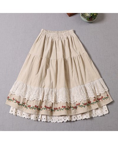 Autumn Winter Skirts Women Sweet Embroidered Fairy Lolita Layers Princess Skirt 115008 $88.24 - Skirts