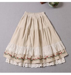 Autumn Winter Skirts Women Sweet Embroidered Fairy Lolita Layers Princess Skirt 115008 $88.24 - Skirts