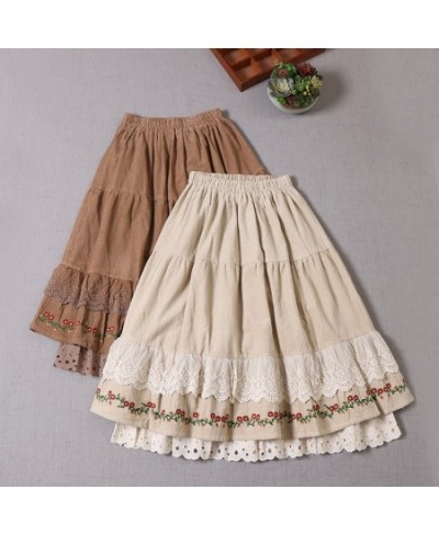 Autumn Winter Skirts Women Sweet Embroidered Fairy Lolita Layers Princess Skirt 115008 $88.24 - Skirts